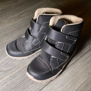 EUC See Kai Run Little Kid 12 Black Waterproof Velcro Outdoor Boots Hiking Shoes